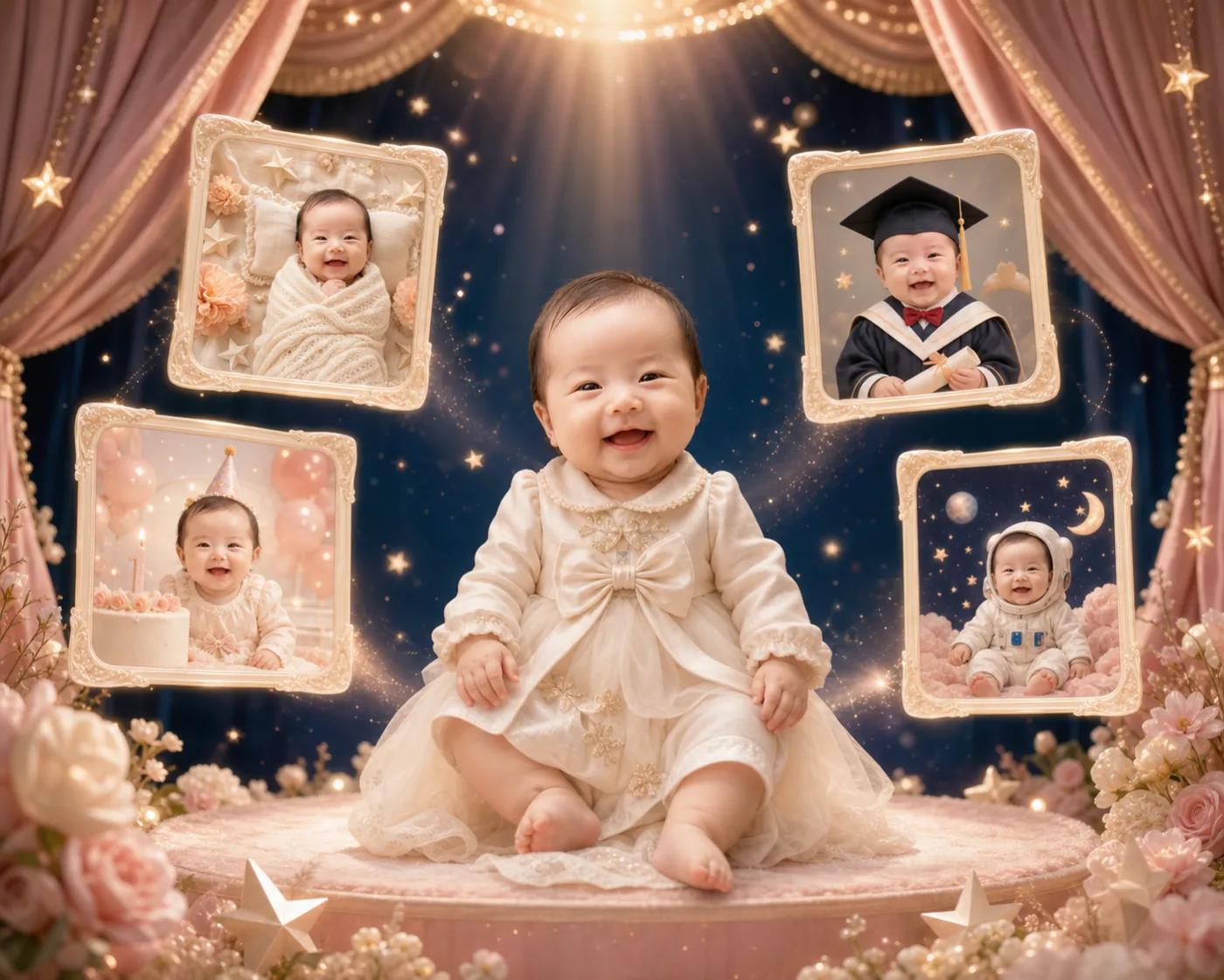 儿童 AI 写真作品相框展示